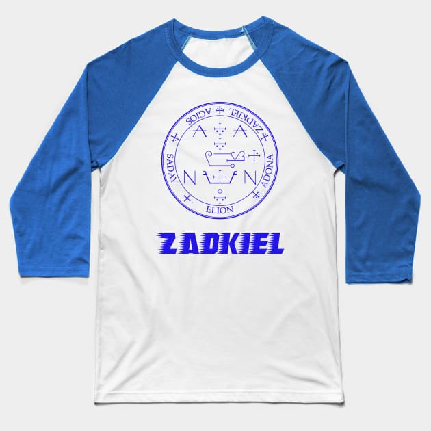 The Archangel Zadkiel With Sigil Baseball T-Shirt by Claudia Williams Apparel